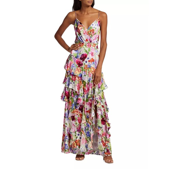 Alice + Olivia Hayden Ruffled Floral Maxi Dress. Size 0 - Picture 1 of 10